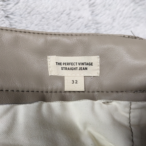 Madewell Jeans Women's 32 Tan Pumice Perfect Vintage Straight Faux Leather 28” - Picture 8 of 12